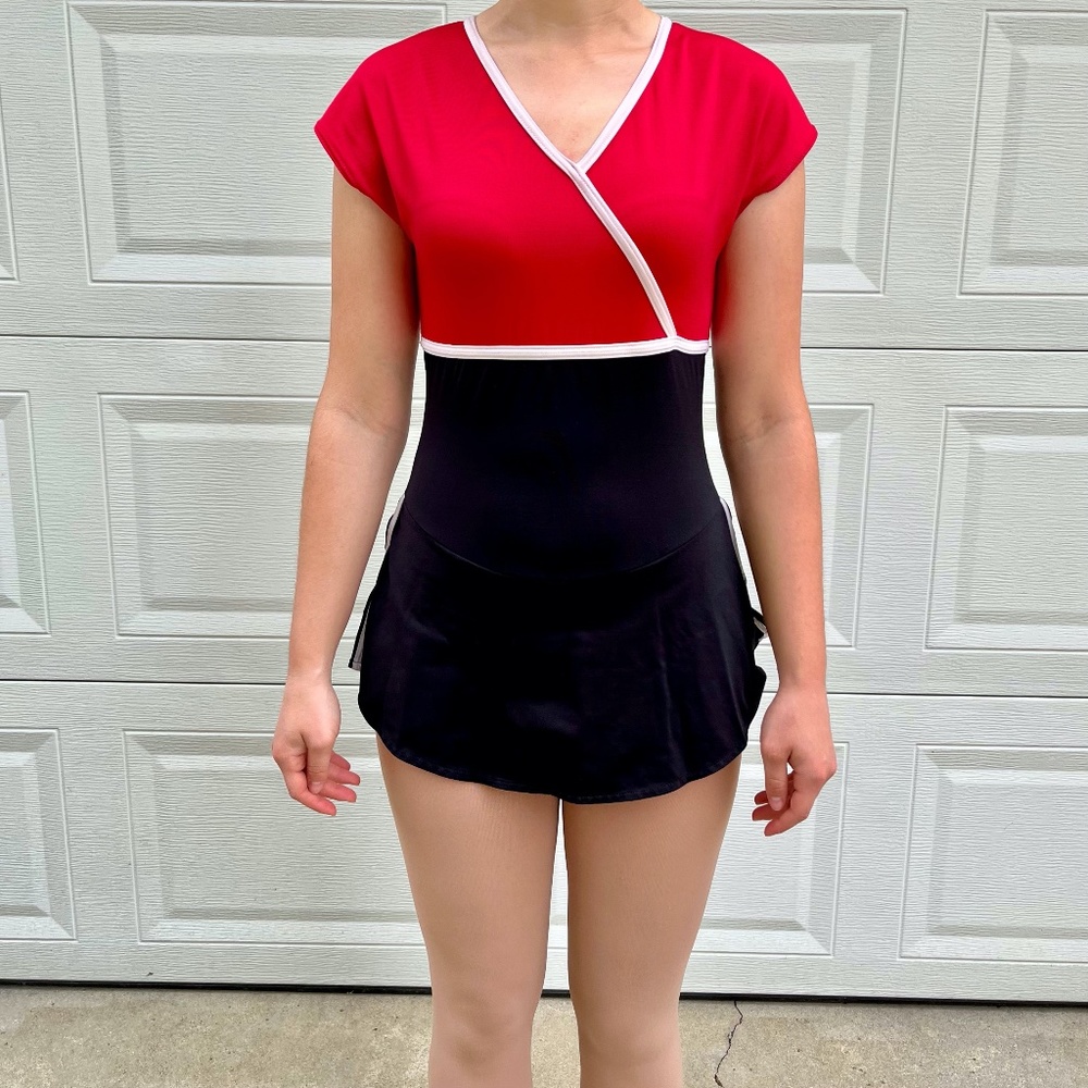 GK Elite Sportswear Figure Skating, Dance, Ballet Dress, Red/Black/White